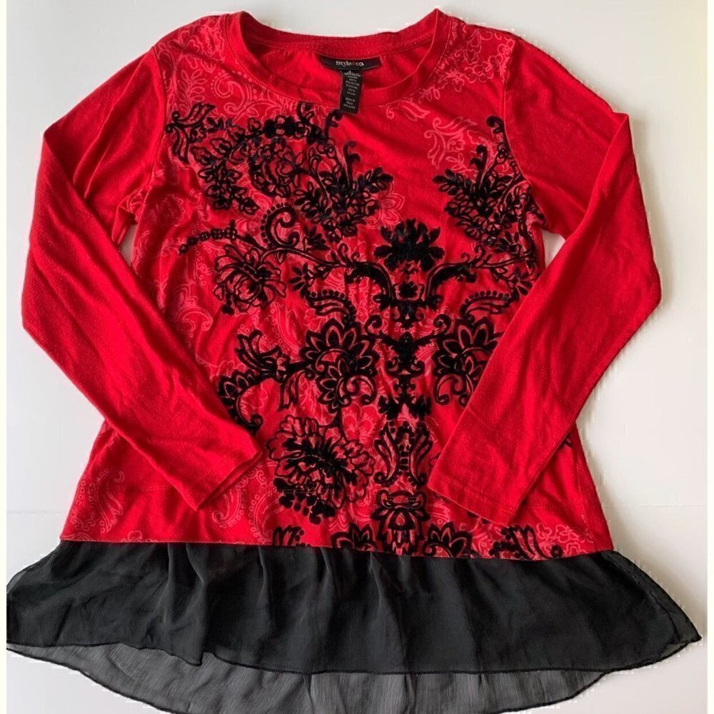 Style & Co Red and black Women Tunic, size Small